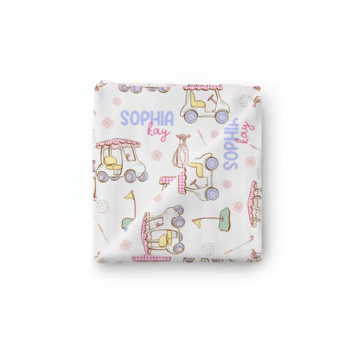 Country Club Cuties Personalized Swaddle Blanket | Pink