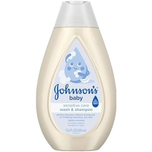 Johnson's Baby Sensitive Care Baby Wash & Shampoo, Light Scent, 13.6 fl oz