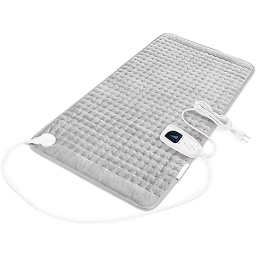 Deepsoon Heating Pad,Electric Heating Pads for Back,Neck,Abdomen,Moist Heating Pad for Shoulder,Knee,Arms,Legs,Dry/Moist Heat & Auto Shut Off,Christmas Gifts for Men and Women,Light Gray,33x17 Inch
