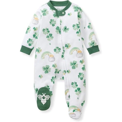 Burt's Bees Baby Girls' Organic Cotton Sleep and Play Footed Pajamas