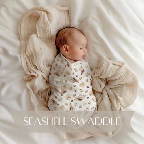 Seashell Ocean Swaddle | Minimalist Seashell | Ocean Nursery | Beach Nursery | Boho Beach Nursery | Nautical Nursery | Sea | Ocean