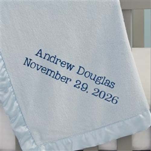 Write Your Own Embroidered Blue Baby Blanket