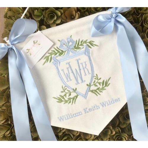 Custom Baby Banner With Floral Crest Frame Baby Banner, Welcome Banner, Hospital Door Sign, Baby Shower - Etsy