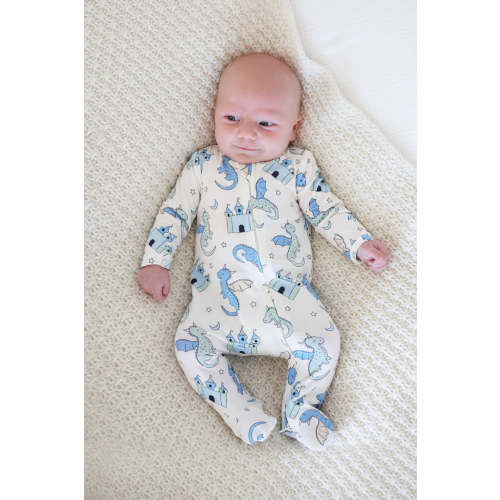 Dragon Adventure Zipper Footie | Blue
