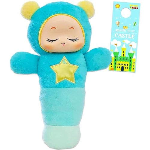 Playskool Glo Worm Soother Toy Set - Bundle with SmartSense Cry Sensor Voice Recordable Stuffed Soother Toy for Newborns, Babies Plus Door Hanger | Playskool Bedtime Plush for Toddlers