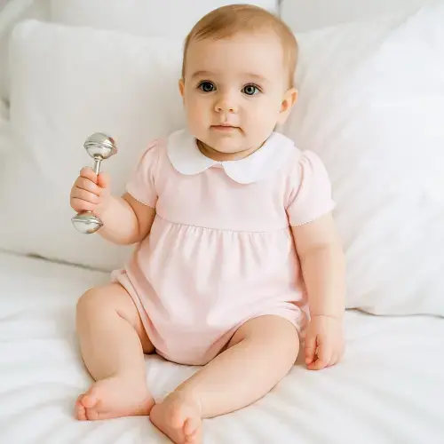 Essentials Solid Collared Ruffle Bubble - Pink – Magnolia Baby