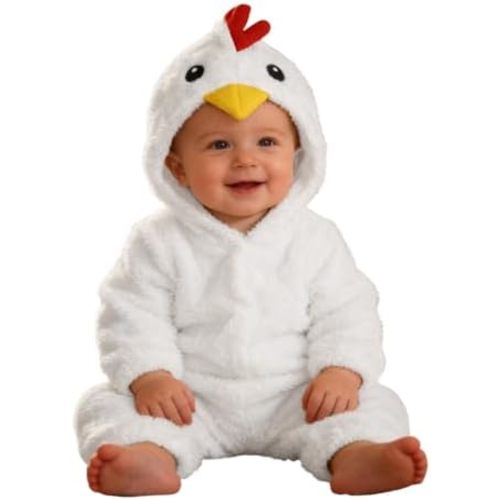 Baby Toddler Chicken Outfit Infant Halloween Animal Hooded Fuzzy Jumpsuit Long Sleeve Button Romper for Boys Girls