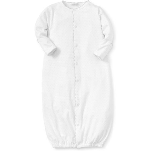 kissy kissy Baby Gender Neutral New Kissy Dots Print Convertible Nightgown, White/Silver, Newborn
