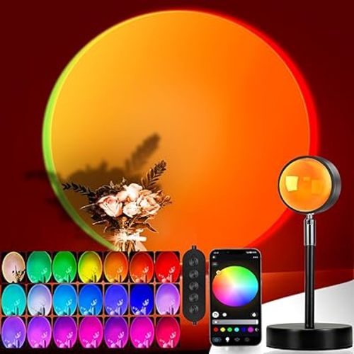 LED Sunset Lamp Projector,Multicolor Changing with USB Port,Sunset Light 180°Rotation for Room Decor,Sunset Lamp for Bedroom,Photography Party,Tiktok Live,Gift for Halloween, Christmas