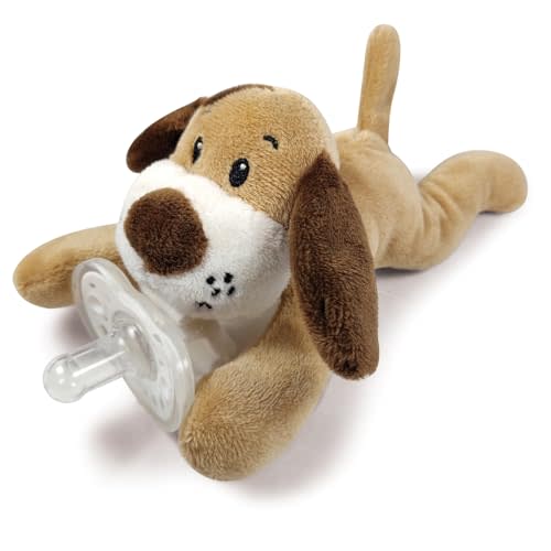 Pepe n Tito Detachable Pacifier Holder – Silicone Pacifier with Stuffed Animal – Removeable Baby Pacifier Holder for Cuddling with Comfort, (Dog)