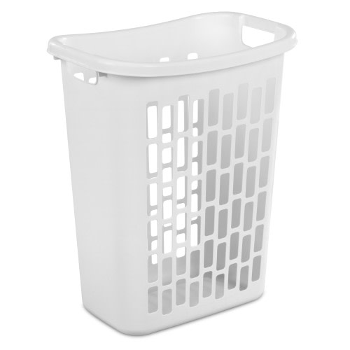 Mainstays Rectangular Plastic Laundry Hamper, White