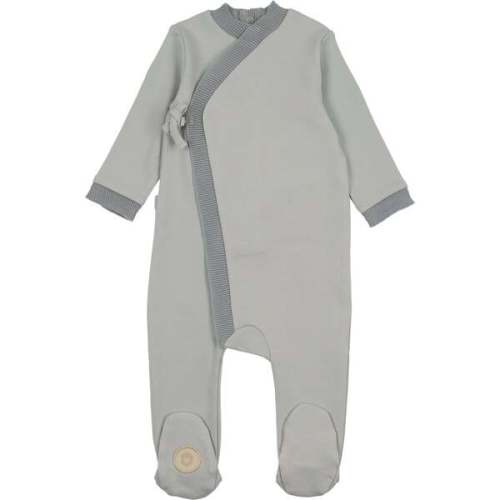 Knit Trim Wrap Footie, Pale Blue - Mon Tresor Bebe | Maisonette