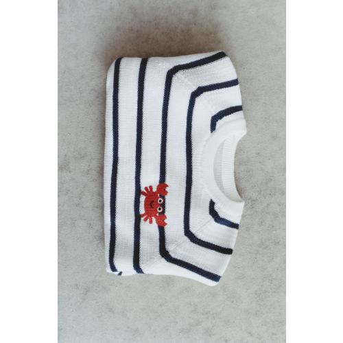 PURL KNIT STRIPED CRAB EMBROIDERED JUMPER - Ecru / Blue | ZARA United States