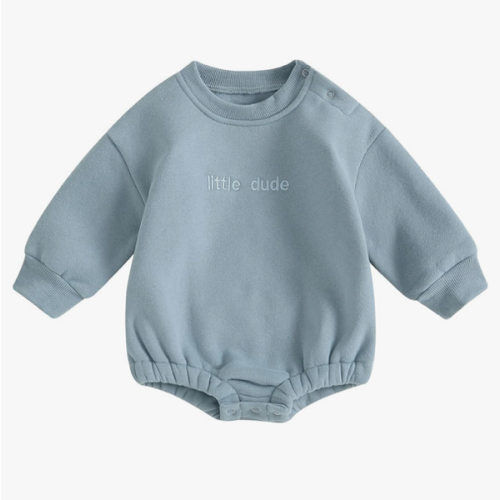 VISGOGO Newborn Infant Baby Boy Girls Oversized Romper Little Dude Sweater Onesie Coming Home Outfit Neutral Clothes