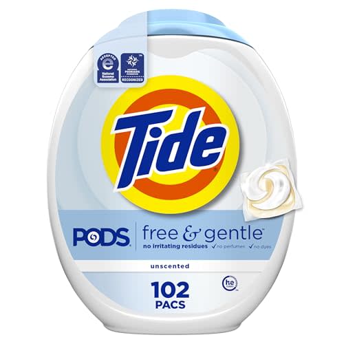 Tide PODS Free & Gentle Laundry Detergent Soap Pacs, 102 Count, Tide PODS Laundry Detergent, Laundry Detergent Pacs, Laundry PODS Detergent