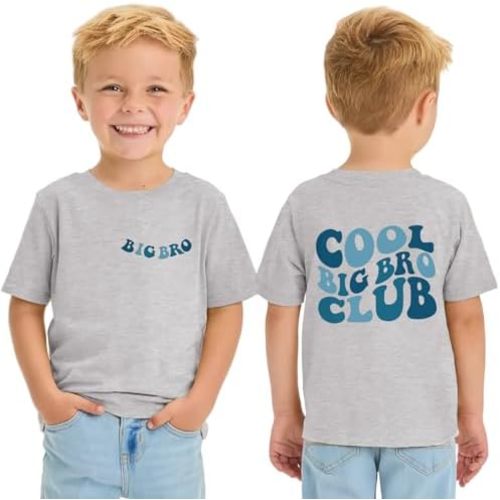 Big Brother T-Shirts Toddler Boys Cool Big Bro Club Tee Tops Sibling Reveal Shirt Big Brother Gifts for Toddler Boy