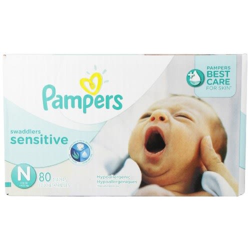 Pampers Swaddlers Sensitive Diapers.