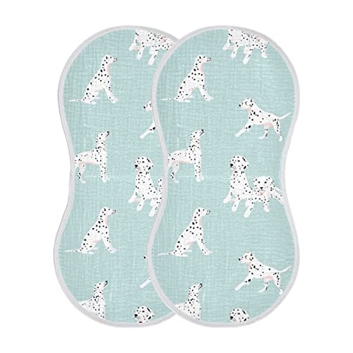 YYZZH Dalmatian Dog Pattern On Blue Muslin Burp Cloths for Baby 2 Pack 100% Cotton Baby Washcloths Bibs for Boy Girl