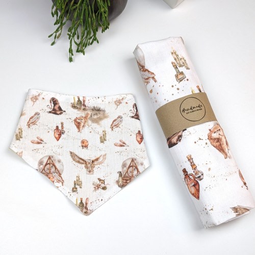 baby wizard blanket + bib set, organic muslin baby bib, double gauze baby swaddle, summer baby blanket, organic cotton blanket, burb cloth