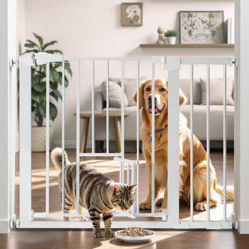 Toocapro Auto Close Safety Gate With Cat Door, 29.5"-40.5" Extra Wide Dog Gate, Pressure Mounted Easy Walk Thru Pet Gate & Reviews | Wayfair