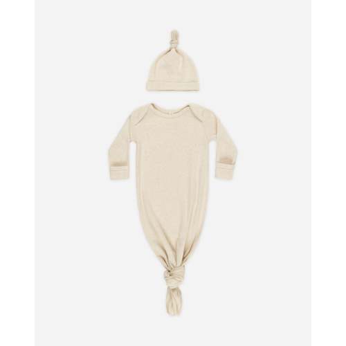 Knotted Baby Gown + Hat || Oatmeal – Quincy Mae