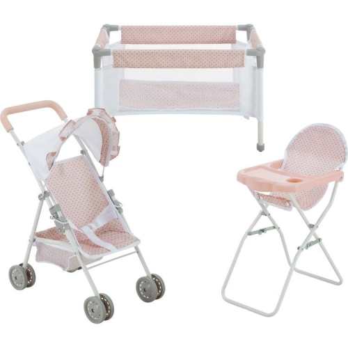Olivia’s Little World Polka Dot Princess Baby Doll 3 Piece Nursery Set - Pink
