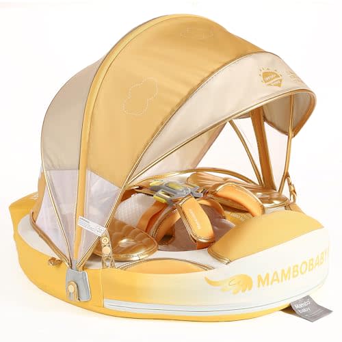Mambobaby Float with Canopy, UPF 50+ Baby Swim Float | Soft skin-friendly fabric, gentle on skin. 5-point buckle for secure fit. UPF 50+ canopy blocks harmful rays. Fits 13-40 lbs.