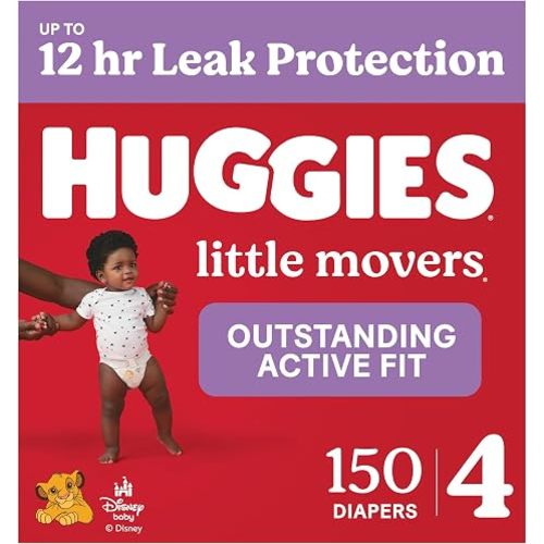 Huggies Little Movers Diapers Size 4, 150 Count (6 Packs of 25)