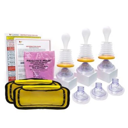 LifeVac Yellow Family Combo Kit - Portable Suction Rescue Device, First Aid Kit for Kids and Adults, Portable Airway Suction Device