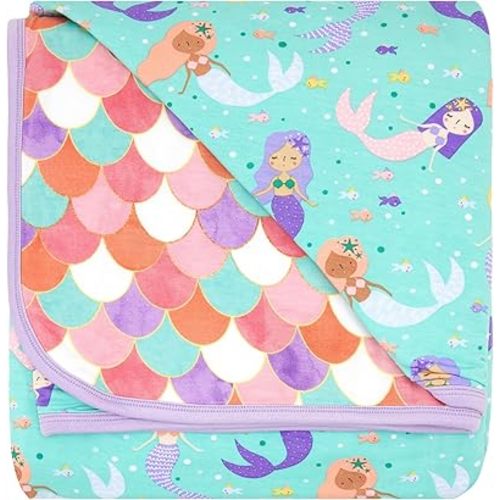 Little Sleepies Cloud Blanket, Soft Viscose from Bamboo Toddler & Baby Blanket for Boys & Girls, Lightweight, Perfect for Hot Sleepers, 50" x 50", Large (Mermaid Magic)