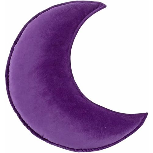 Moon Shaped Throw Pillow Star Couch Cushion Decorative Pillows Fluffy Velvet Stars Home Decor Plush for Bedroom (Moon, Purple)