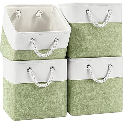 Patvingot 11-Inch Fabric Cube Storage Bins with Handles,4 Pack,Foldable