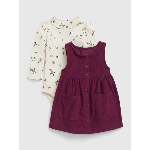Baby Corduroy Dress Set in huckleberry purple