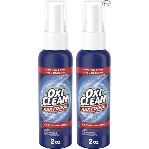 OxiClean Max Force Laundry Stain Remover Spray, Newborn & Baby Essentials, Travel & On-The-Go Stain Treater, 2 fl oz, 2PK