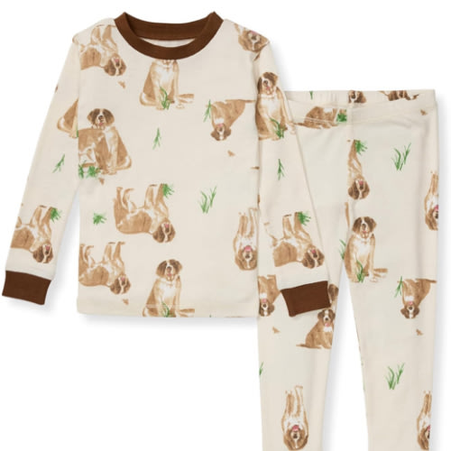 Burt's Bees Saint Bernard Baby Boys' 2-Piece Long Sleeve Tee and Pants Organic Cotton Pajama Set
