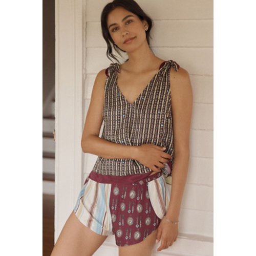 LyreBird Silken Split-Print Shorts | Anthropologie