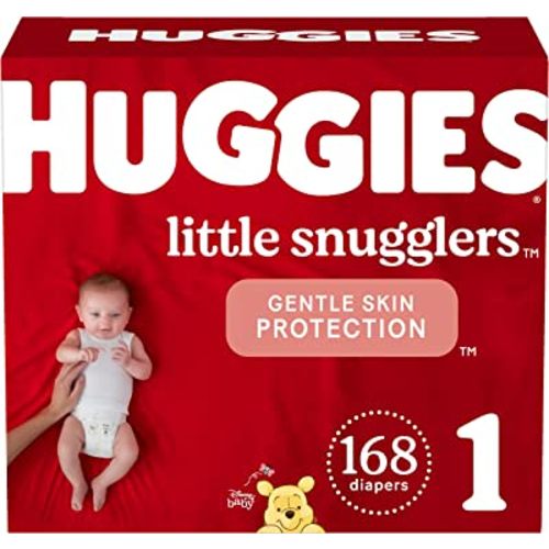 Huggies Little Snugglers Mega Colossal Lot de 168 couches pour bébé, taille 1 (l'emballage peut varier)