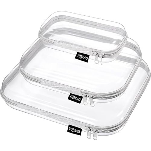 YQBRAO Clear Hard Shell Organizer Set, 3-Pack, Gray