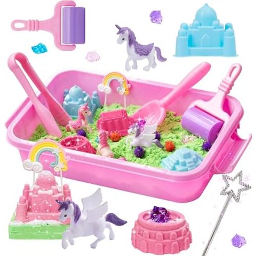 Carolart Unicorn Sensory Bin, Sand Box Kit with Sensory Sand for Girls