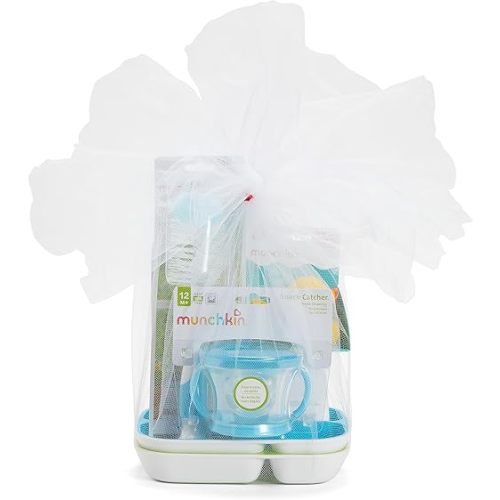 Munchkin® New Beginnings Baby Gift Set, Includes Feeding Utensils, Divided Plates, Bottle Brush, Bath Toy and Teether, Blue
