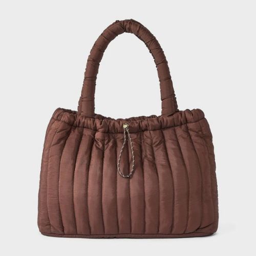 Quilted Drawstring Tote Handbag - Universal Thread™ Brown