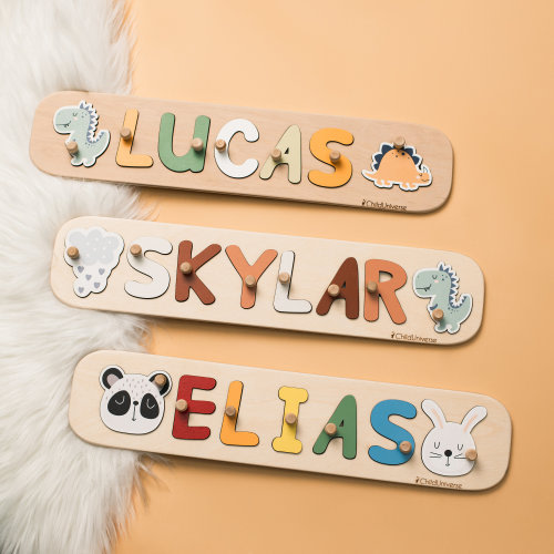 New Baby Gift Wood Name Puzzle for Toddler Montessori Puzzle, First Birthday Gift for Boy, Girl, Wooden Toys, Custom Gift for Kids