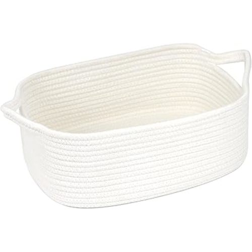 Small Baskets for Gifts Empty, Woven Cotton Rope Storage Baskets for Organizing, Bathroom Closet Organizer Bins with Handles, Decorative Boho Toy Organizer Basket Bin for Nursery