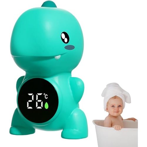 Bath Thermometer – ABS 12×7cm | Little Dinosaur Digital LED Water Temperature Display | Floating Bath Safety Thermometer for Newborns Boys and Girls Shower and Tub Use