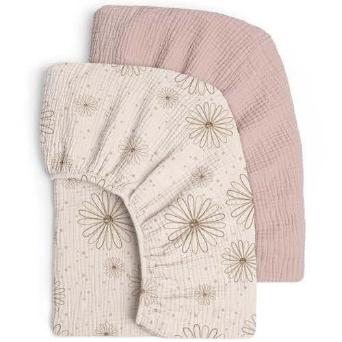 Lulu Moon Muslin Crib Sheets - Fitted Crib Mattress Sheets for Boys and Girl - 28"x 52", 2 Pack