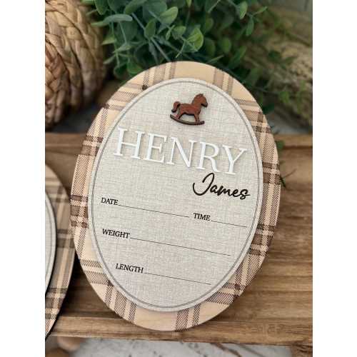Personalized Baby Name Sign & Birth Stats Plaque, Custom Newborn Announcement Sign, baby boy Wooden Nursery Name Sign, Hospital Photo Prop