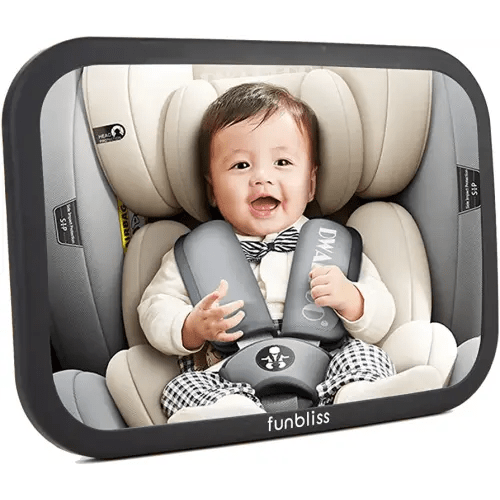 Funbliss Baby Car Mirror Safely Monitor Infant Child in Rear Facing Seat,Car Seat,See Children or Pets Backseat,Best Newborn Seat Accessories, Shatterproof