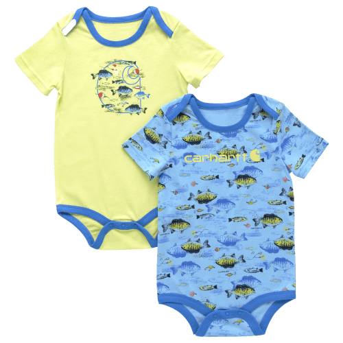 Carhartt Fishing Short-Sleeve Bodysuit 2-Piece Set for Babies - Fresh Water - 3 Months