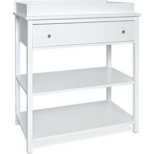 Milliard Nursery Dresser and Baby Changing Table with Storage & Removable Diaper Changing Top, White Modern Diaper Changing Station, Includes Spacious Drawer and Shelves, 18.5 x 35.5 x 40 inches