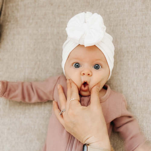 James | Cloud White | Brushed Rib Headwrap – Bunny Knots